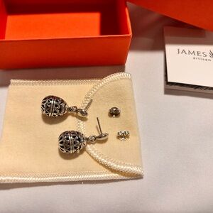 James Avery Retired Fleur De Lis Filigree Egg earrings.